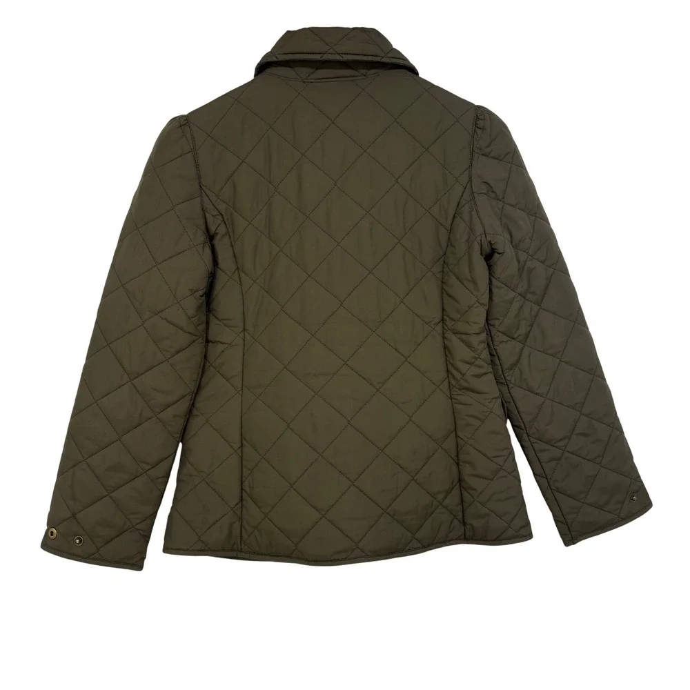 Ralph Lauren Girls Olive Green Quilted Double Breasted Jacket L 12/14 Preppy